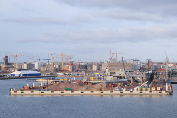 Fototapeta na wymiar Helsinki, Finland - March, 14, 2016: veiw of construction in Helsinki, Finland