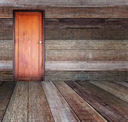 Door in wood room.