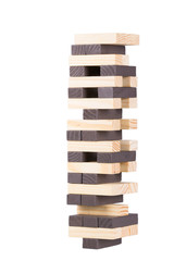 Jenga, Wood blocks stack game on white