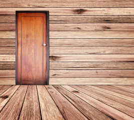 Door in wood room.