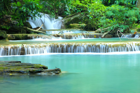 Huay Mae Khamin, Paradise Waterfall located in deep forest of Th © alexzeer