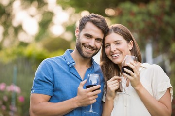 Portrait of couple with wine