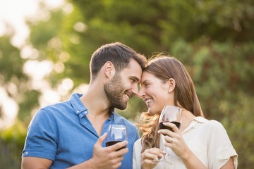 Happy couple with wineglass