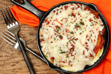 Skillet Baked Ravioli at Table