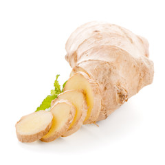 Ginger root on white