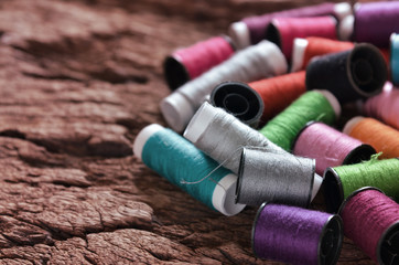 colored spools of threads