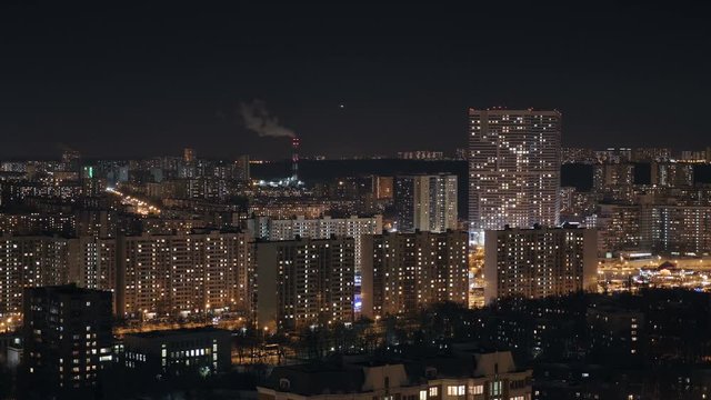 Moscow uptown buildings night timelapse