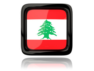 Square icon with flag of lebanon