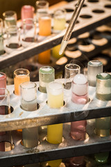 Academic laboratory with tubes with reagents