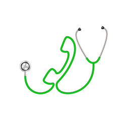 Stethoscope in shape of telephone in green design