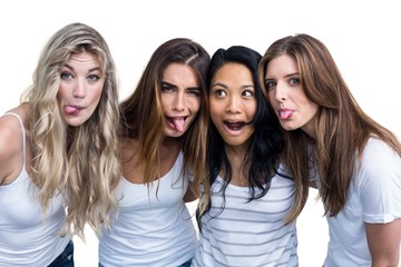 Multiethnic women making funny faces