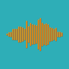 Flat isometric music wave icon made of peak lines