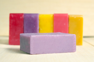 Soap bar flavor with rose, banana, lavender, mango and strawberr