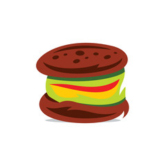 Vector Hamburger Cartoon Illustration.