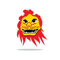 Vector Dragon China Mask Cartoon Illustration.