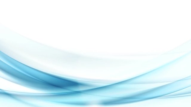 Blue moving flowing abstract waves on white background. Blurred smooth seamless loop design. Video animation 1920x1080