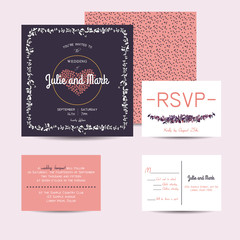 wedding set with invitation and rsvp cards