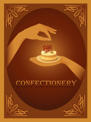 Confectionery – sign with almond cake