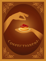 Confectionery – sign with cherry cake