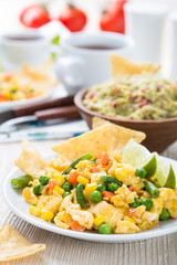 Homemade mexican salad scrambled egg, healthy breakfast