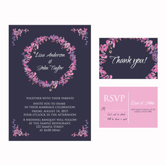 Fototapeta na wymiar wedding invitation cards decorated with hand drawn barberry