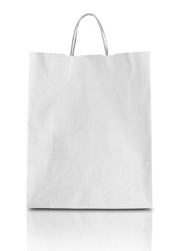 Blank white paper bag isolated