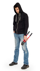 Robber with red bolt cutters