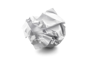 close-up of crumpled paper ball with shadow..