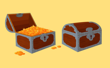 Opened and closed chests with treasure