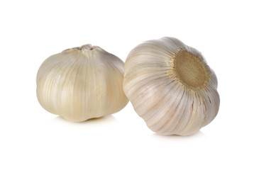 whole garlic bulb on white background