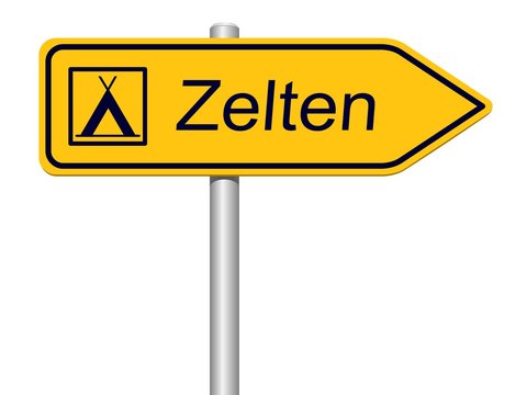 Wegweiser Zelten