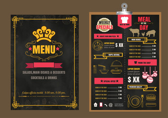 Restaurant Food Menu Design with Chalkboard Background - 108601843