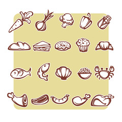 common food and everyday meal, vector object collection