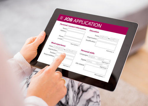 Job application form on tablet computer