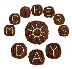 Mother's day card decorated with ground coffee 