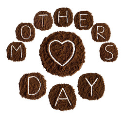 Mother's day card decorated with ground coffee 