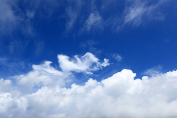 沖縄上空の青い空と雲