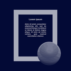 Gray-blue ball on a blue background, gray frame