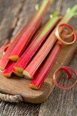 rhubarb on wooden surface