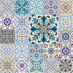 Papier Peint photo Lavable Tuiles marocaines Grand ensemble de fond de tuiles vectorielles.