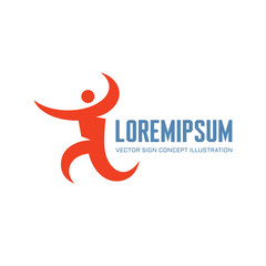 Human character vector logo. Abstract human runner figure illustration.