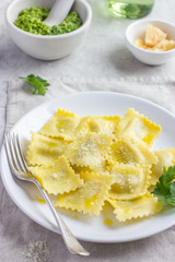 Ravioli with parmesan cheese