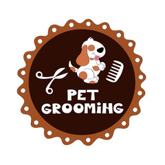 Pet grooming vector badge 