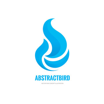 Abstract bird with wings vector sign concept illustration. Abstract dove silhouette sign. Vector logo template. Design element.