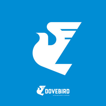 Dovebird - abstract silhouette bird vector logo concept illustration in classic graphic design style. Dove symbol of peace. Vector logo template. Design element.