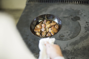 Frying pan with delicious ingredients