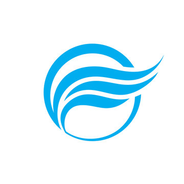 Abstract business vector logo concept illustration. Abstract wing in circle logo sign. Smooth design elements. Vector logo template.