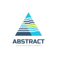 Abstract triangle - business vector logo concept illustration for corporate identity. Abstract pyramid logo design. Abstract colored shapes structure. Triangle logo sign. Vector logo template.