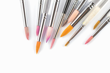Close up colorful paintbrushes