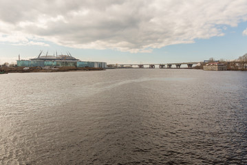 The view from the observation deck of the Western arrow Yelagin Island. Saint-Petersburg, Russia.